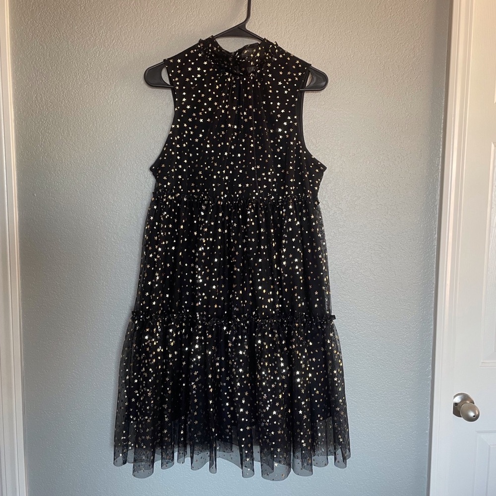 L Popsugar Black Dress with Gold Stars
